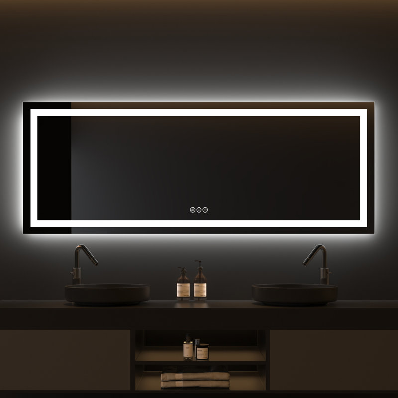 Grand miroir de salle de bain à DEL 32 po x 84 po avec désembueur et fonction à intensité variable