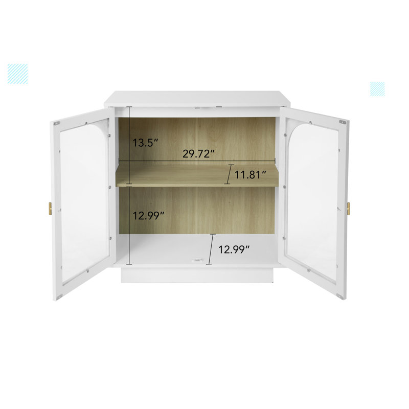 Havan Storage Cabinet with Acrylic Door for Living Room, Dining Room, Study, White