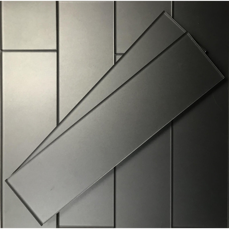 Forever Matte 3 in. x 12 in. Diamond Grade Glass Straight Edge Subway Decorative Kitchen & Bathroom Wall Tile, Gray