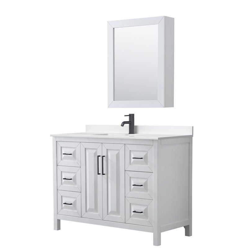 Daria 48'' W Vanity, Matte Black, White, Giotto Quartz