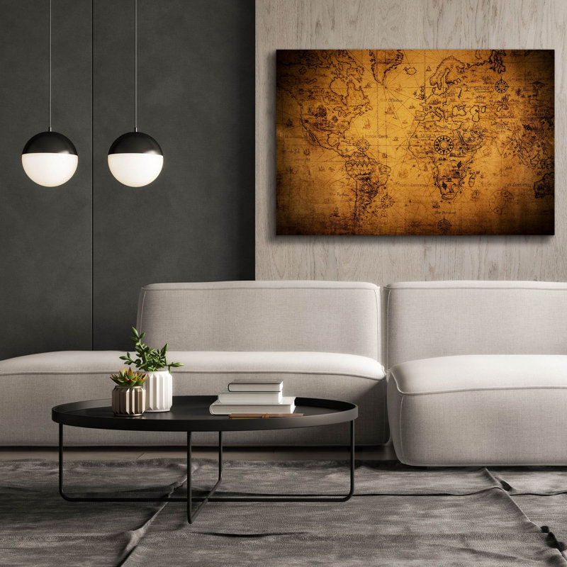 «Vintage Map» par Epic Portfolio, art mural sur toile, H 40 po x l 60 po x P 1,5 po