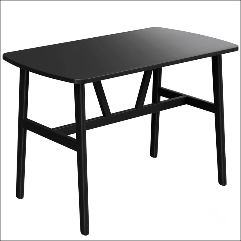 Modern Rectangular Wood Kitchen Table For 4-6 Person, Sturdy Metal Frame, Spacious And Durable Dining Room Furniture, Black