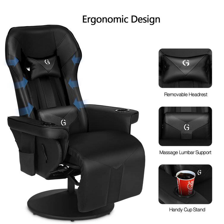 Eureka High Back Lumbar Support Adjustable leater Recliner Gamer Chair