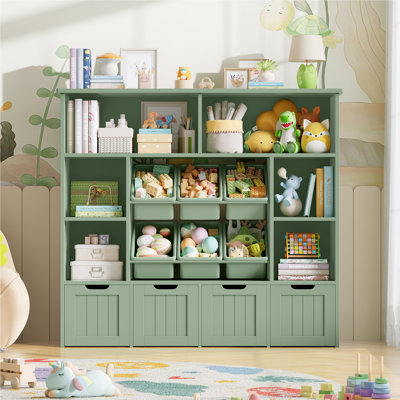 Bibliothèque pour enfants 49,4 "avec 4 tiroirs amovibles, organisateur cubique