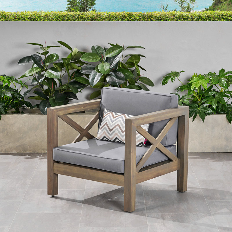 Fauteuil club Brava, confortable et polyvalent, Gris, Tissu gris imperméable