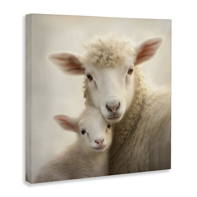 Lamb and Sheep Cuddles, toile par Heidi Kuntz, H 36 po x l 36 po