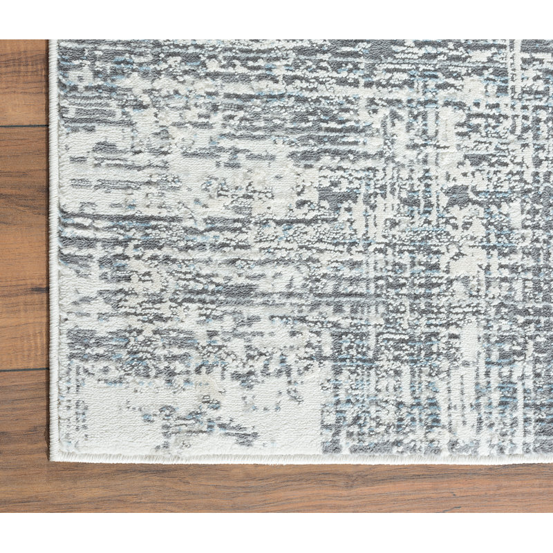 Tapis beige/gris tissé à la machine Abeyta, Rectangle 4 pi x 6 pi