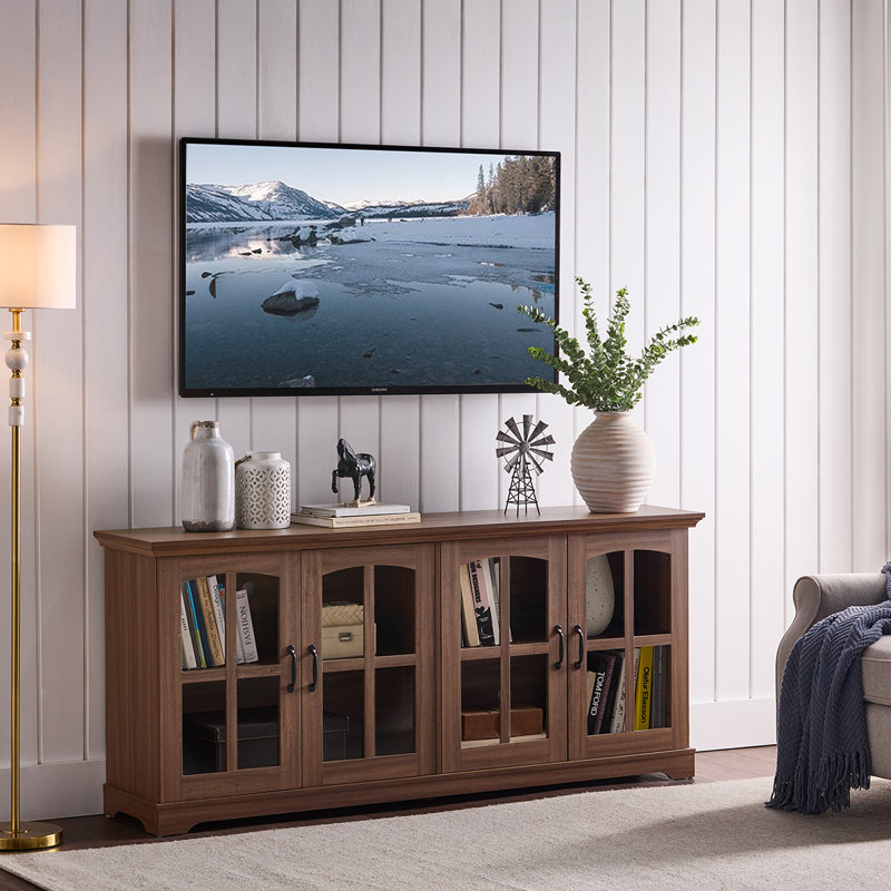 Turin 70" 4 Glass Door TV Stand, Brun