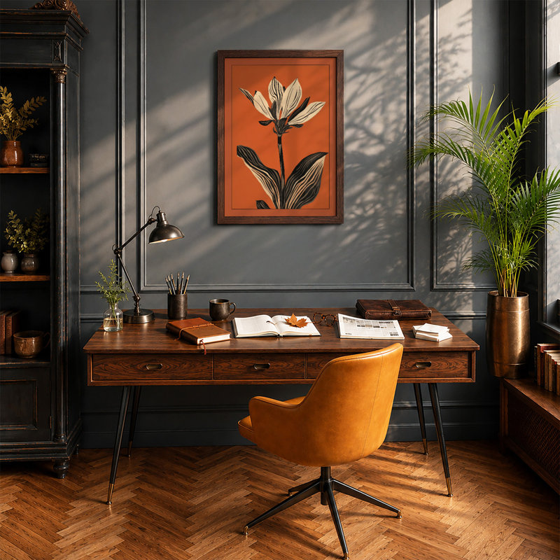 Stylized Bloom Botanical - Print, A2 - 59.4 x 42.0 cm, Walnut