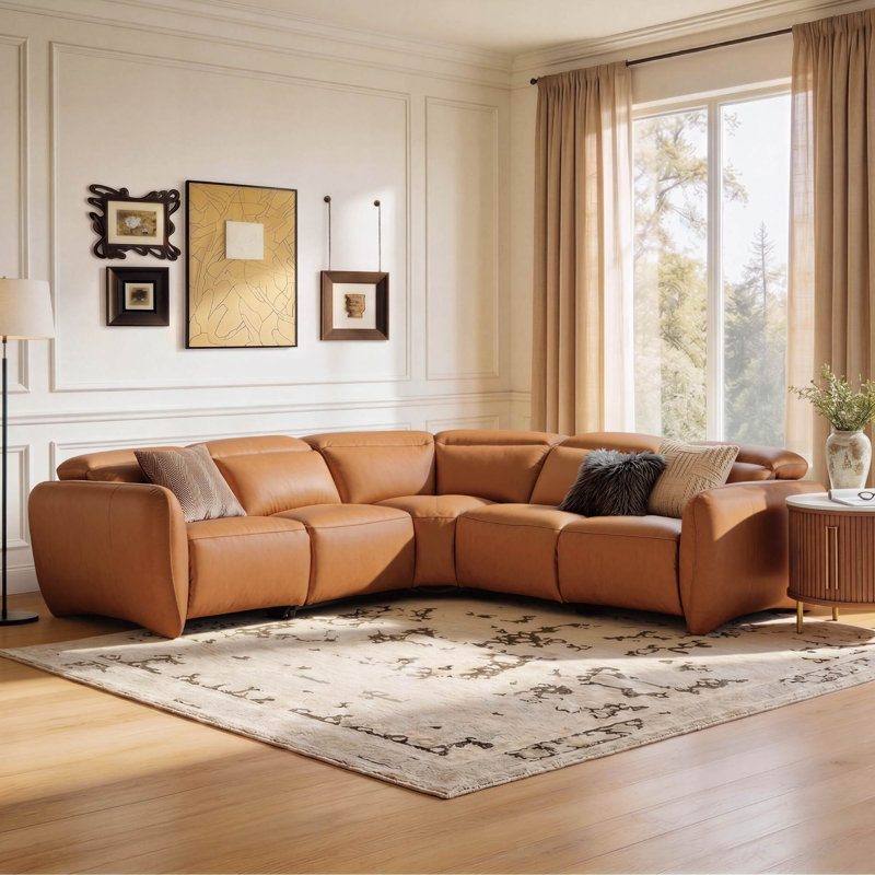  Astro 5-Piece Genuine Leather Power Reclining Sectional