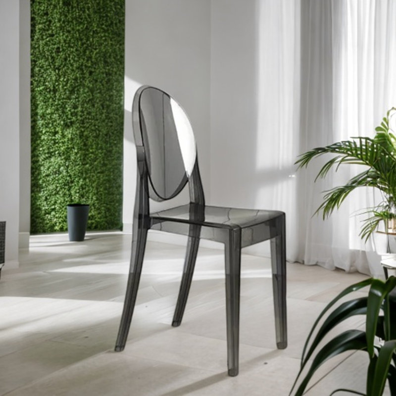 Modway Casper Modern Acrylic Stacking Dining Armchairs, Smoke, 1