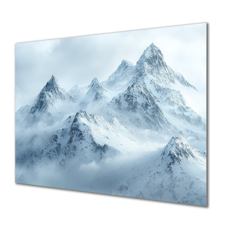 Winter Mountainscape I - Art mural en métal pour le salon, H 12 po x l 20 po