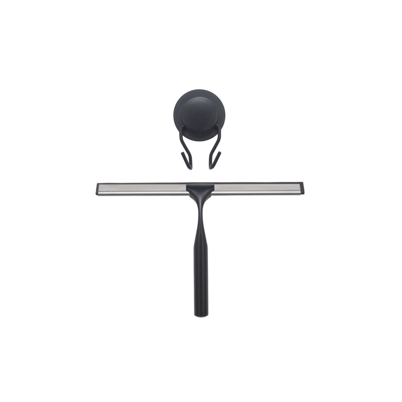 Croydex Stick 'n' Lock Chrome Shower Squeegee, Black