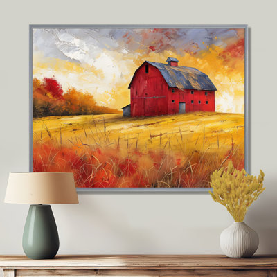 «Autumn Red Barn Breeze III - Art mural de grange