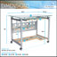 Bureau d'ordinateur à roulettes Techni Mobile, verre et argent