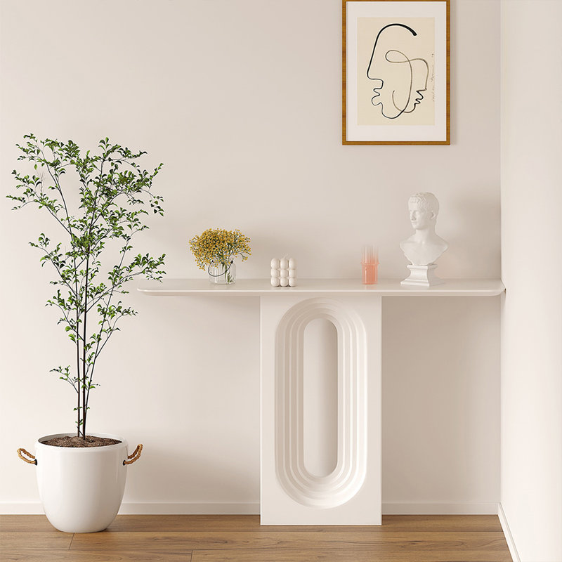 Console blanche en bois massif, H 35,43 po x l 39,37 po x P 12,81 po, Blanc