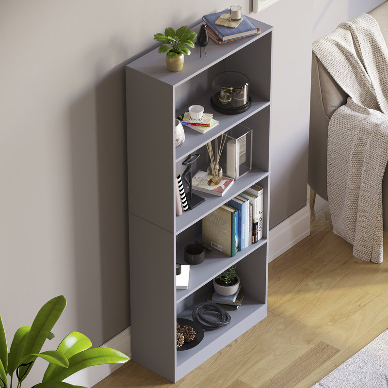 142cm H x 60cm W Standard Bookcase, (4 Shelves) 140 cm H x 60 cm W x 24" D, Grey