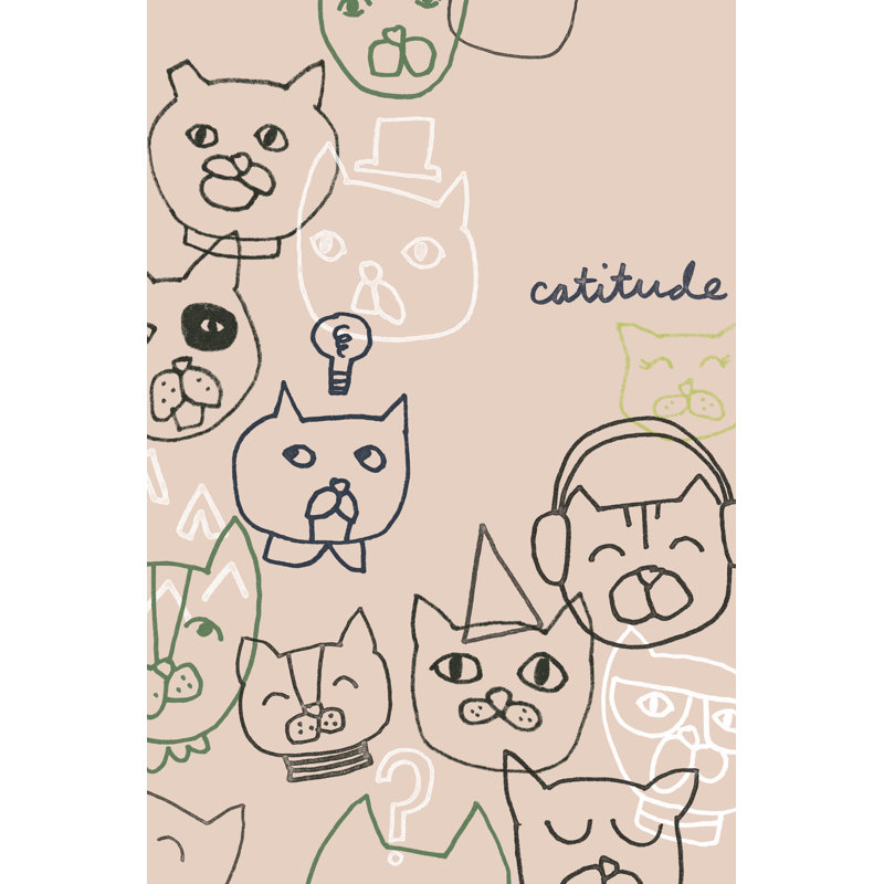 Cattitude I 1 Piece Painting on Canvas, 91 cm H x 61 cm W, Black Floater Framed