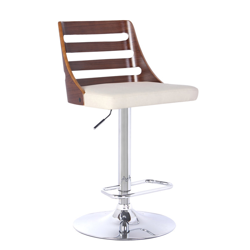 Delphine Swivel Upholstered Adjustable Height Counter Stool with Metal Frame, Walnut/Cream