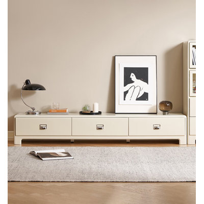 Console télé classique à 3 tiroirs en bouleau crème