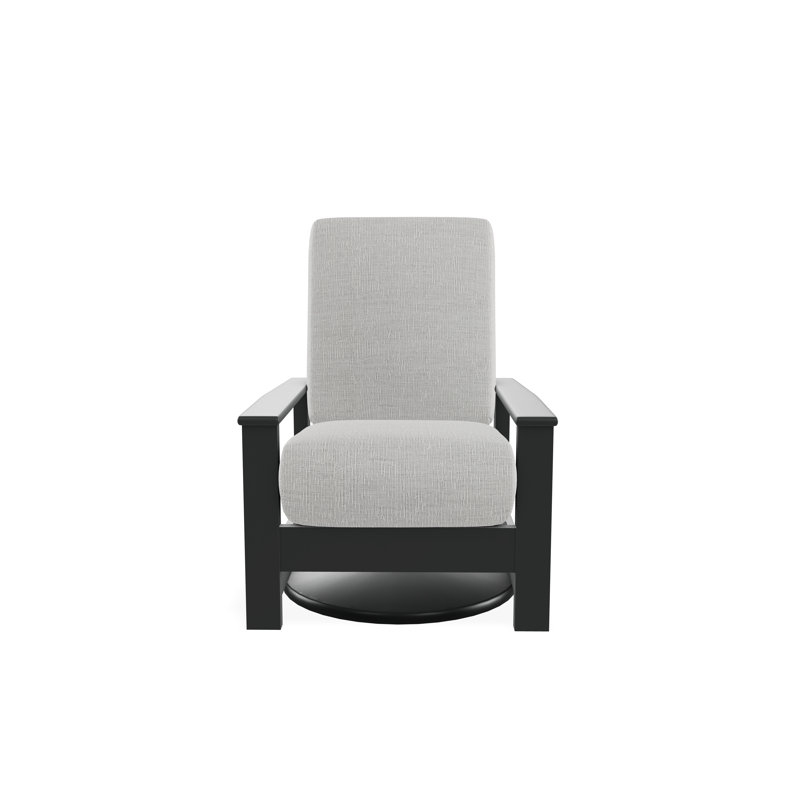Leeward Polymer Outdoor Lounge Chair, Graphite, Grasscloth Cloud