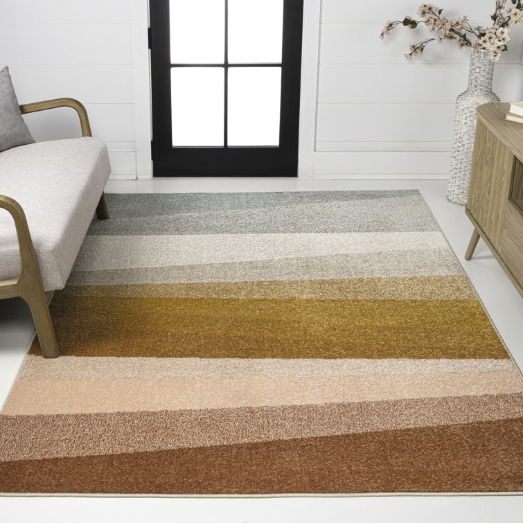 Howden Geometric Striped Red/Yellow/Gray Rug