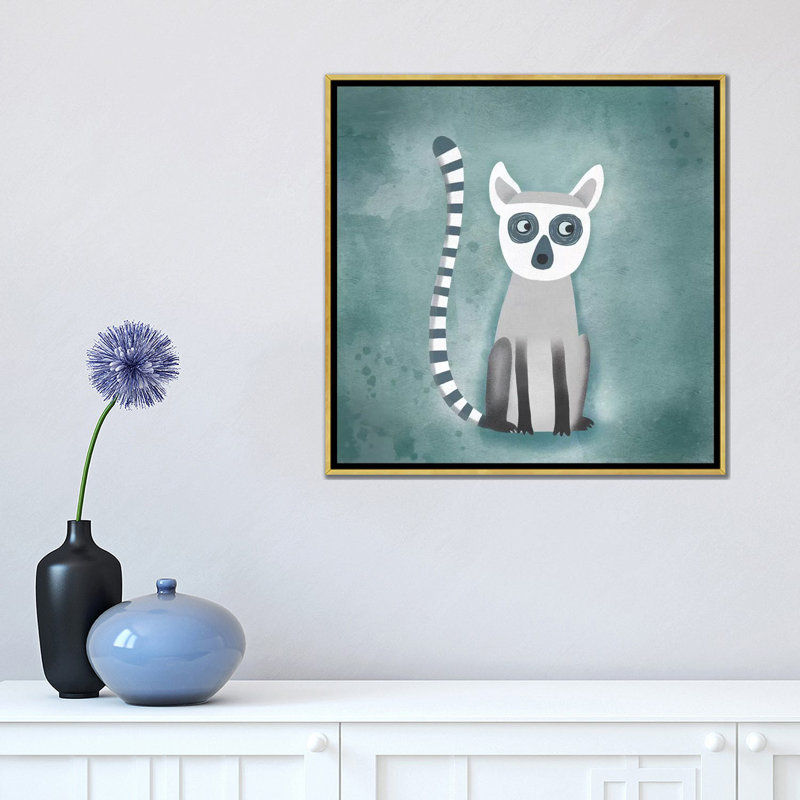 « Lemur » par Nic squirrell-impression, H 18 po x l 18 po x 1,5 po, Toile encadrée d'or, Pas de tapis