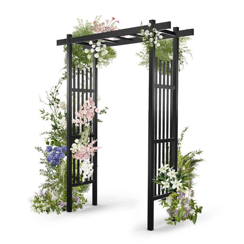 61" W x 21.5" D Vinyl Outdoor Wedding Arbor, Black