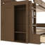 Lit superposé simple au-dessus de simple avec 4 tiroirs de rangement, lit superposé en bois massif avec garde-robe intégrée et garde-corps pleine longueur, aucun sommier nécessaire, brun