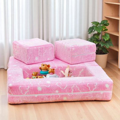 Modular Play Couch, Sectional Sofa, Bedroom And Playroom Furniture, Convertible Foam And Floor Cushion, DIY Creativing Playroom Seating & Booth For Pl by Ebern Designs