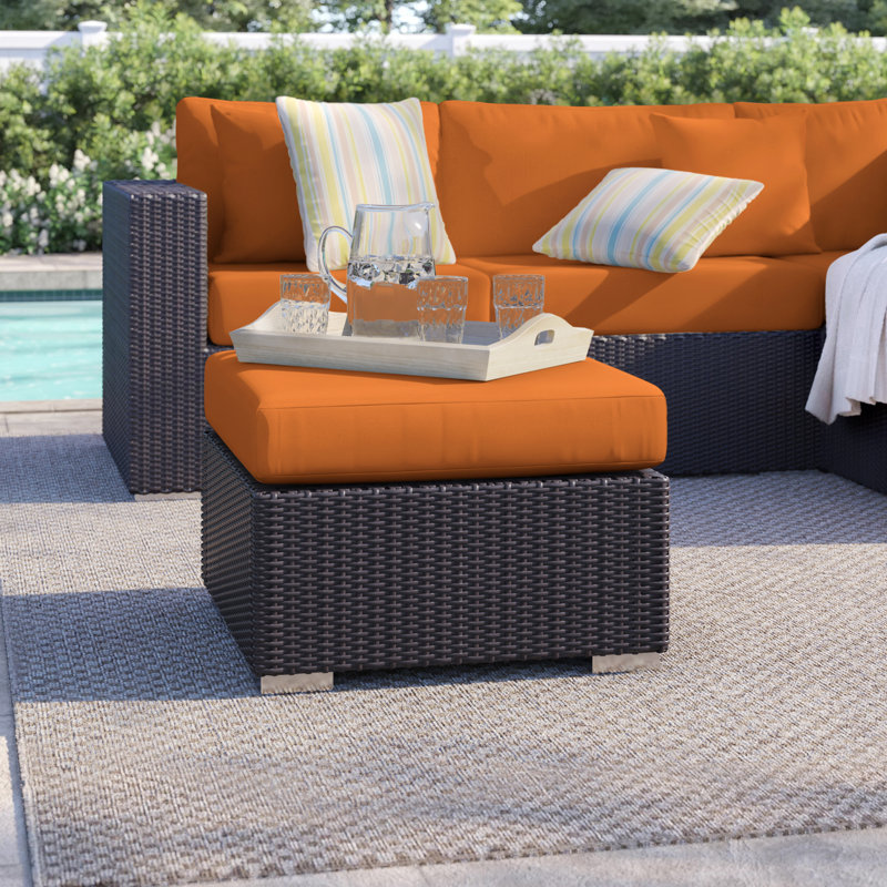 Convene Outdoor Ottoman with Cushion, Orange