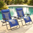 Ensemble de 2 chaises zéro gravité rembourrées avec porte-gobelet, chaise de patio pliante portative pour camping / plage, chaise longue inclinable