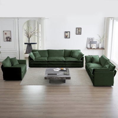 Canapé moderne, ensemble 3 pièces avec sièges très profonds, confort surdimensionné pour le salon, tissu chenille, conception modulaire flexible