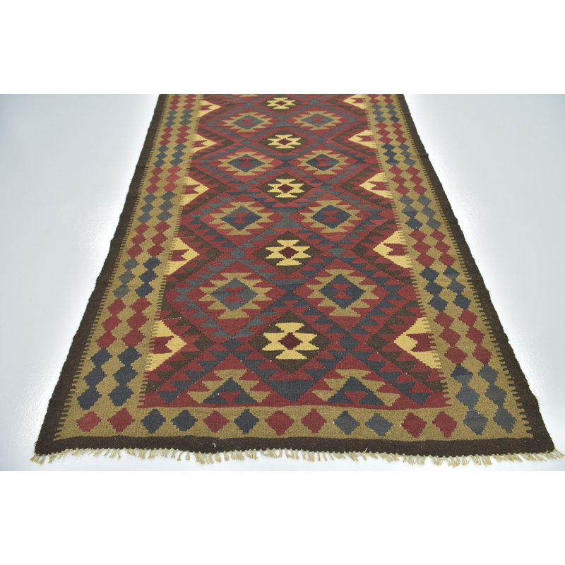 Tapis de zone en laine 5 pi 2 po x 8 pi à main one-of-kind noué la bourgogne Lorain