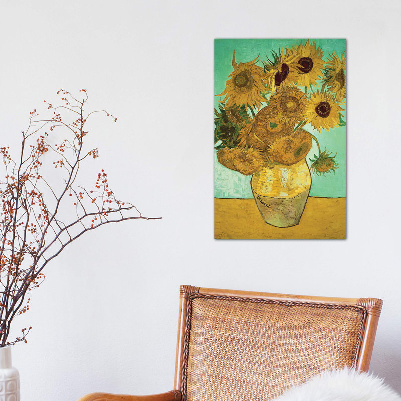 Sunflowers (Third Version), 1888 by Vincent Van Gogh - 1 Piece Painting on Canvas, 20.32 cm H x 30.48 cm W, No Frame