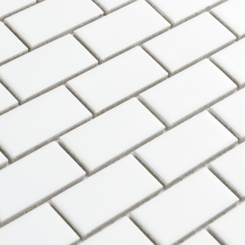 Metro Subway Matte White 11-3/4" x 11-3/4" Porcelain Mosaic Floor and Wall Tile