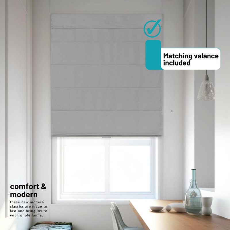 Room Darkening Roman Shade, 23"W x 64"L, Gray