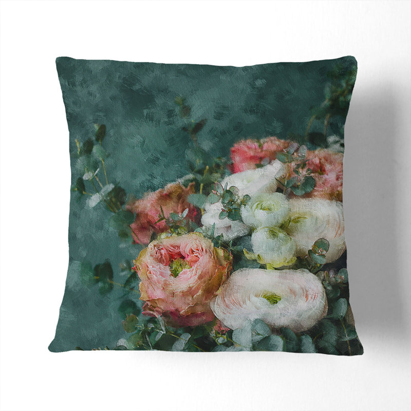 Floral Square Throw Cushion, 55cm H x 55cm W x 20cm D
