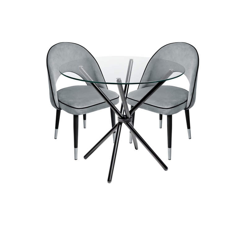 2 - Person Dining Set, Grey, Black
