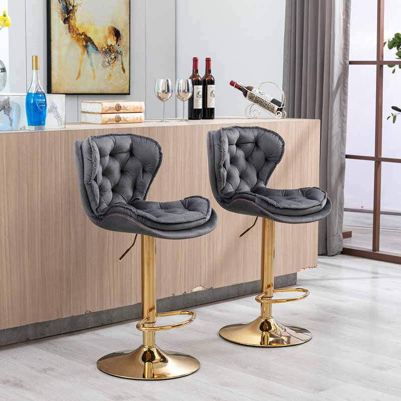 Tabourets de bar rembourrés (ensemble de 2), Gris