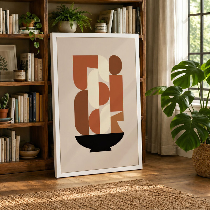 Modernist Geometry Geometric - Wrapped Canvas, 18x12 - 45.7 x 30.5 cm, Taupe Border