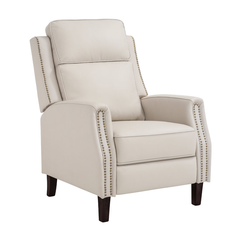 Fauteuil inclinable en cuir fleur 28,7 po Evridiki, Beige