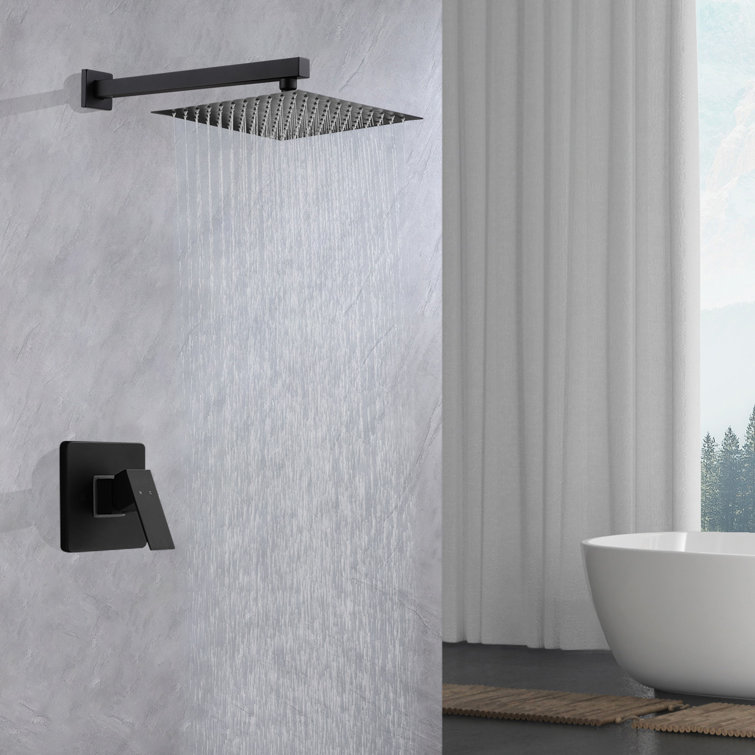 Matte Black Brass Shower System With Rough-in Valve