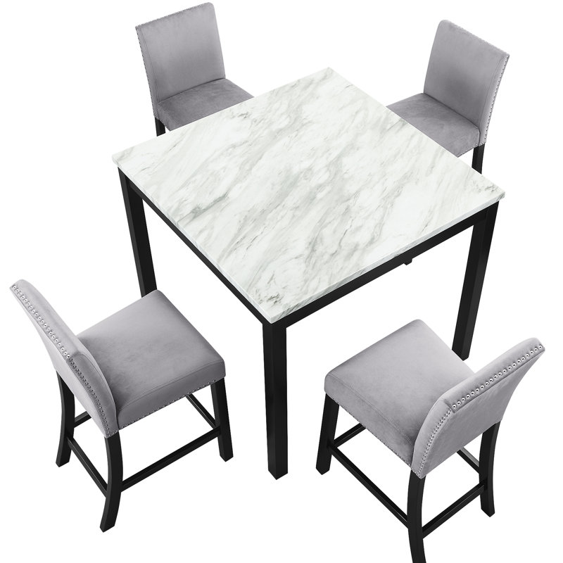 De 4 tabourets de salle à manger gris - confortables et chaises avec coussins en mousse haute, faciles à entretenir, emballés en toute sécurité (4) rembourrage, entretien, emballés pour le transport