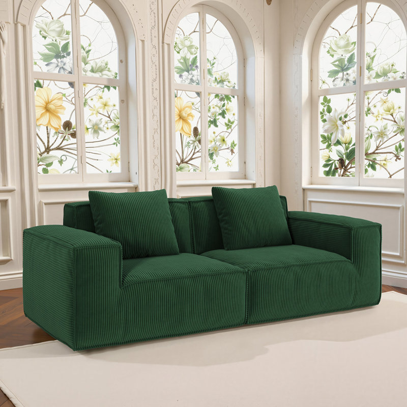 Le canapé modulaire peut être converti en un canapé-lit surdimensionné., Vert