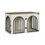 Dog Crate Furniture, 100 cm Wooden Dog Crate, Indoor Kennel for Small/Medium/Large Dogs, End Side Table Animal Crates, Anti-Chew, Anti-Escape, Arched Door Design-1154395154