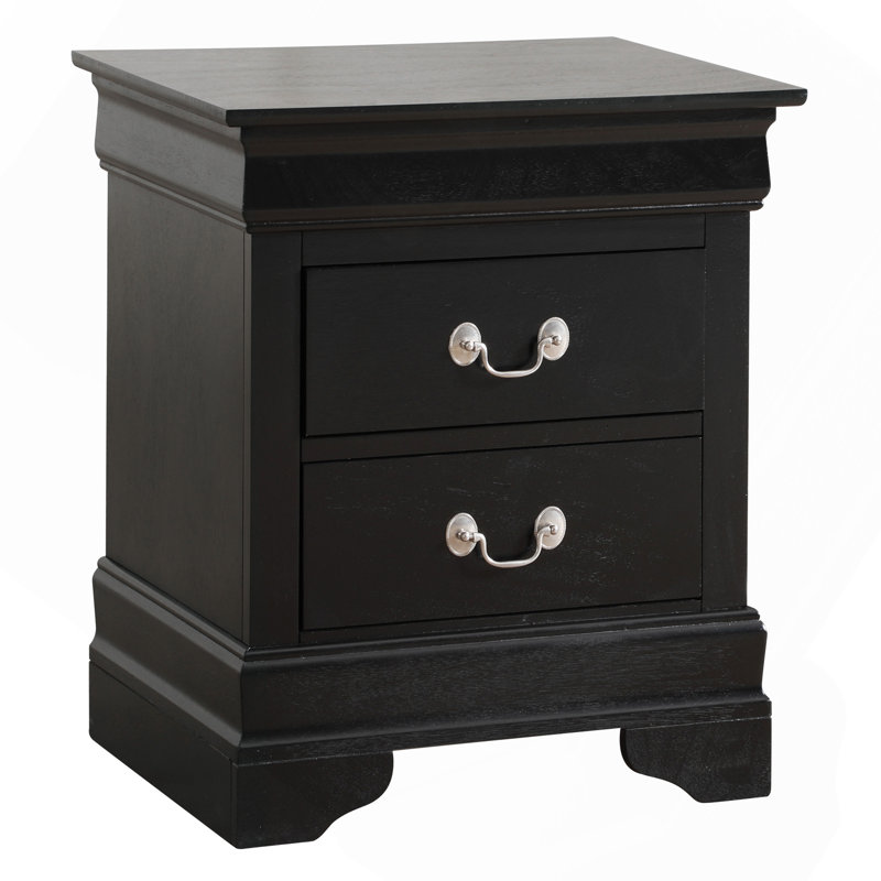 Table de chevet noire élégante avec rangement, Noir
