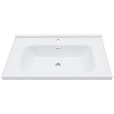 Lavabo de meuble-lavabo rectangulaire blanc 32 po x 20 po avec 1 trou de robinet et trop-plein, teinture, fabrication en céramique, faible absorption d'eau, surface polie à l'acide, beaucoup d'espace pour le matériel de toilette, lisse