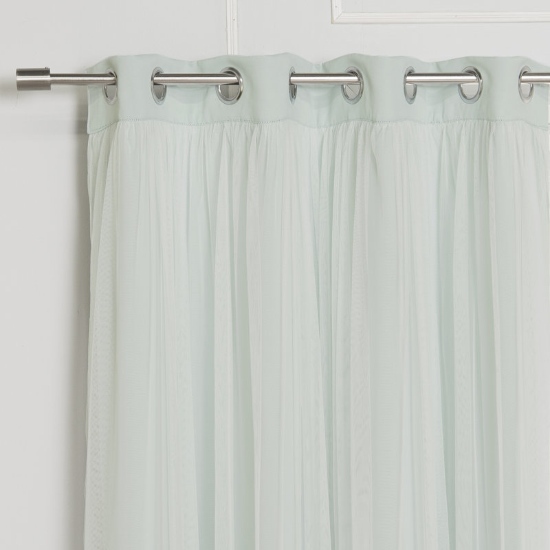 Rideau occultant en polyester Fortuna, Menthe