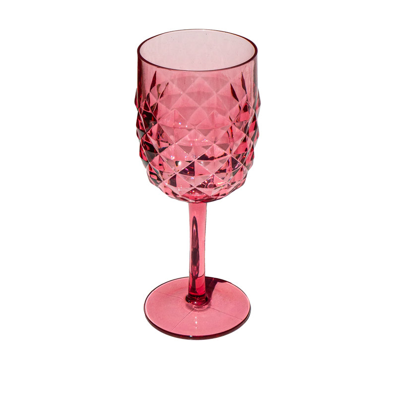 Verre à vin en diamant Diamond Cut - rose - 15,6 oz - ensemble de 6, Rose